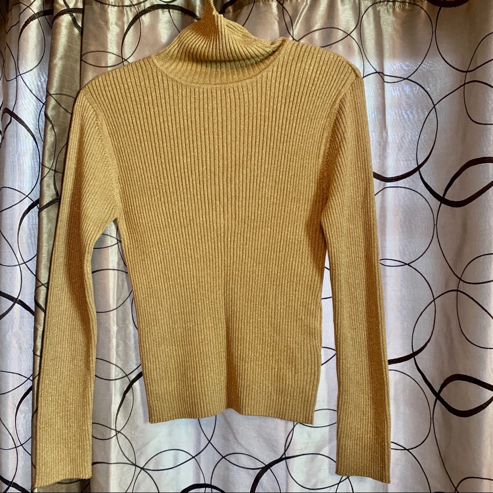 ISDA & Co Gold Lurex Turtleneck Sweater